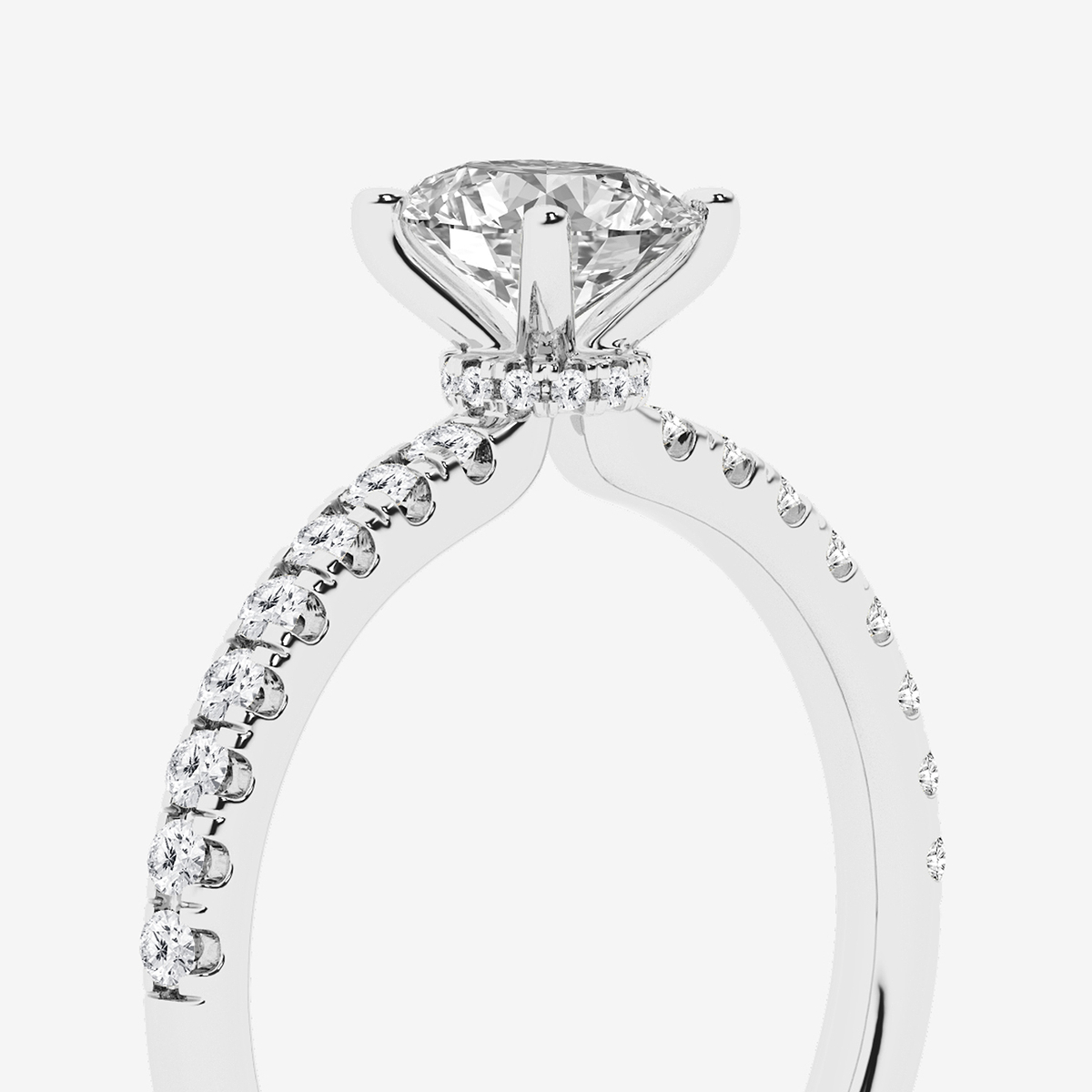 Additional Image 2 for  1 ctw Oval Lab Grown Diamond Hidden Halo Engagement Ring