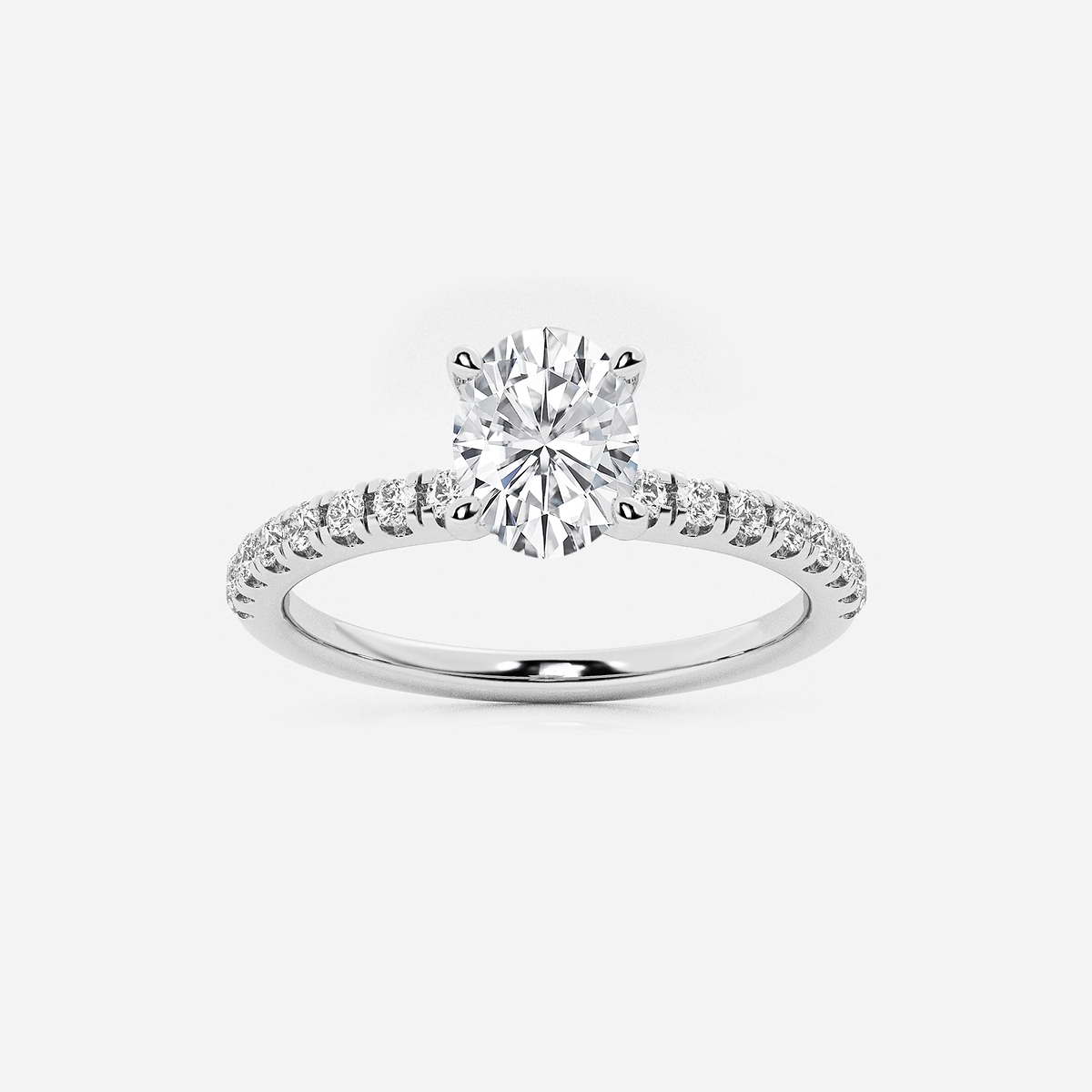 1 ctw Oval Lab Grown Diamond Hidden Halo Engagement Ring