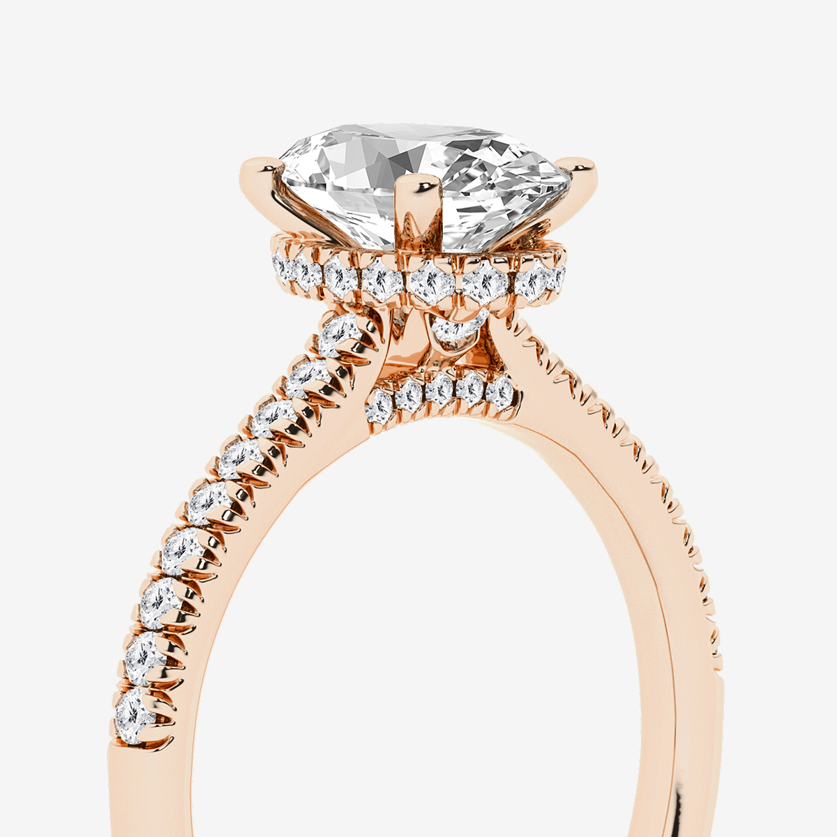 Additional Image 2 for  1 7/8 ctw Oval Lab Grown Diamond Hidden Halo Engagement Ring