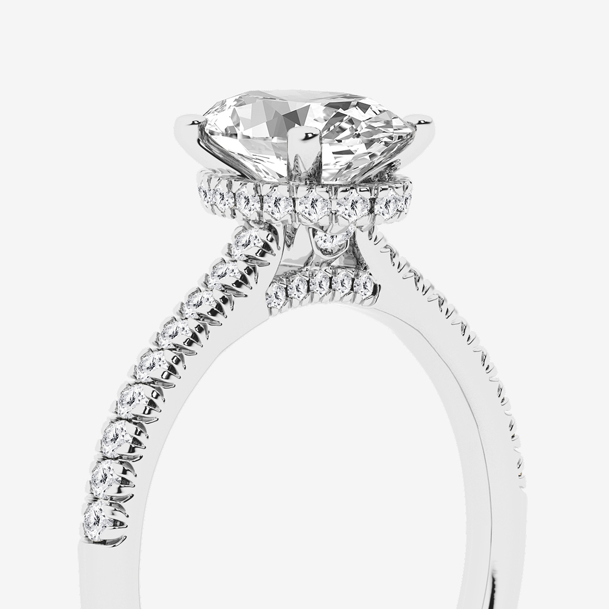 Additional Image 2 for  1 7/8 ctw Oval Lab Grown Diamond Hidden Halo Engagement Ring