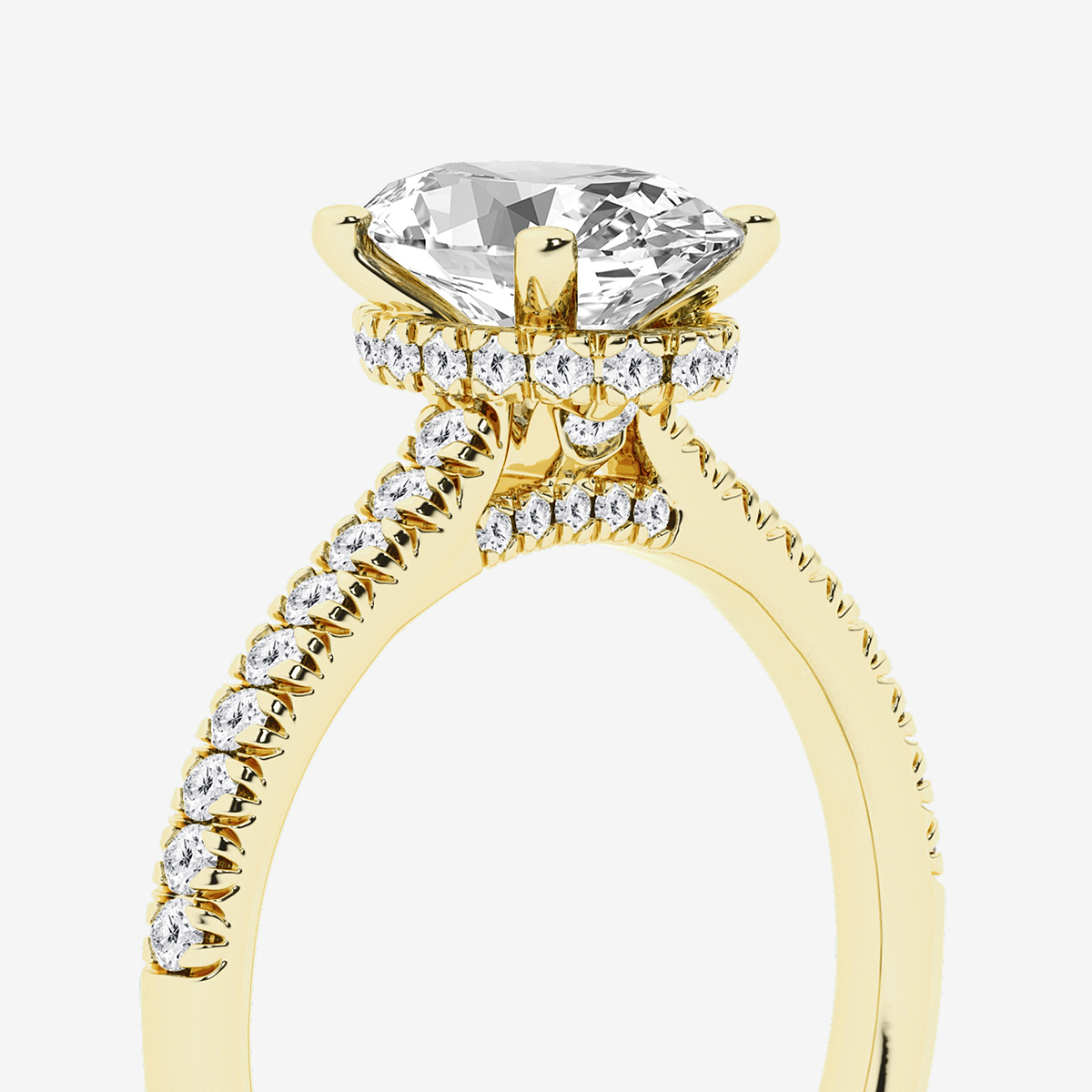 Additional Image 2 for  1 7/8 ctw Oval Lab Grown Diamond Hidden Halo Engagement Ring