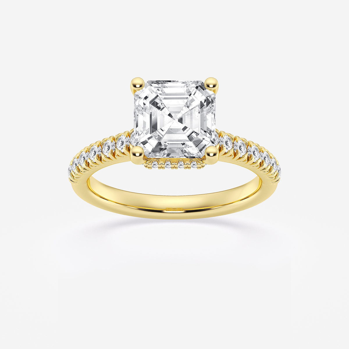 3 ctw Asscher Lab Grown Diamond  Hidden Halo Engagement Ring
