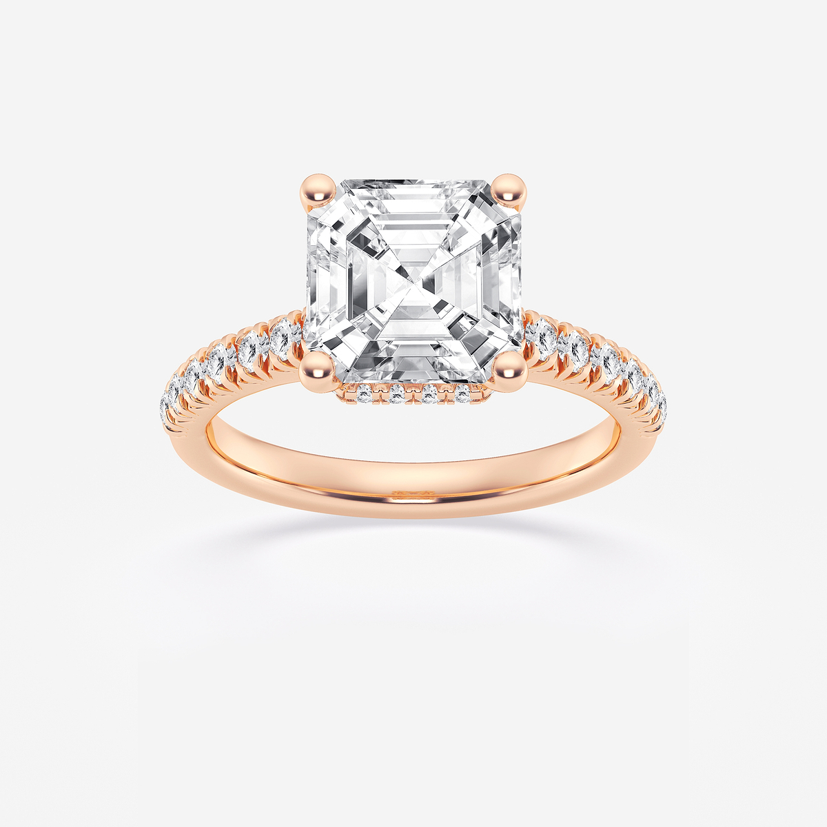 8 2/3 ctw Asscher Lab Grown Diamond Hidden Halo Engagement Ring