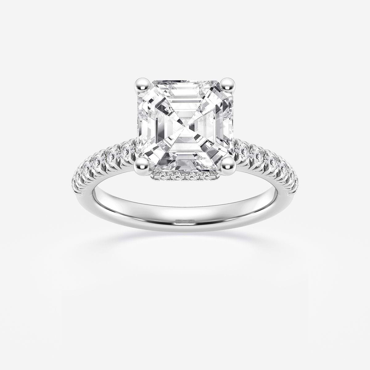8 2/3 ctw Asscher Lab Grown Diamond Hidden Halo Engagement Ring
