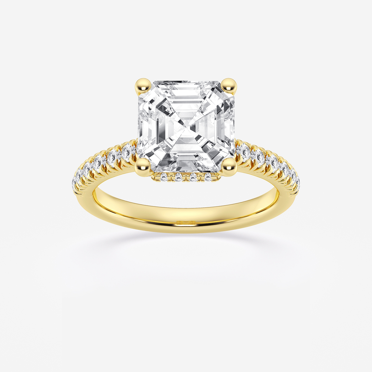 8 2/3 ctw Asscher Lab Grown Diamond Hidden Halo Engagement Ring
