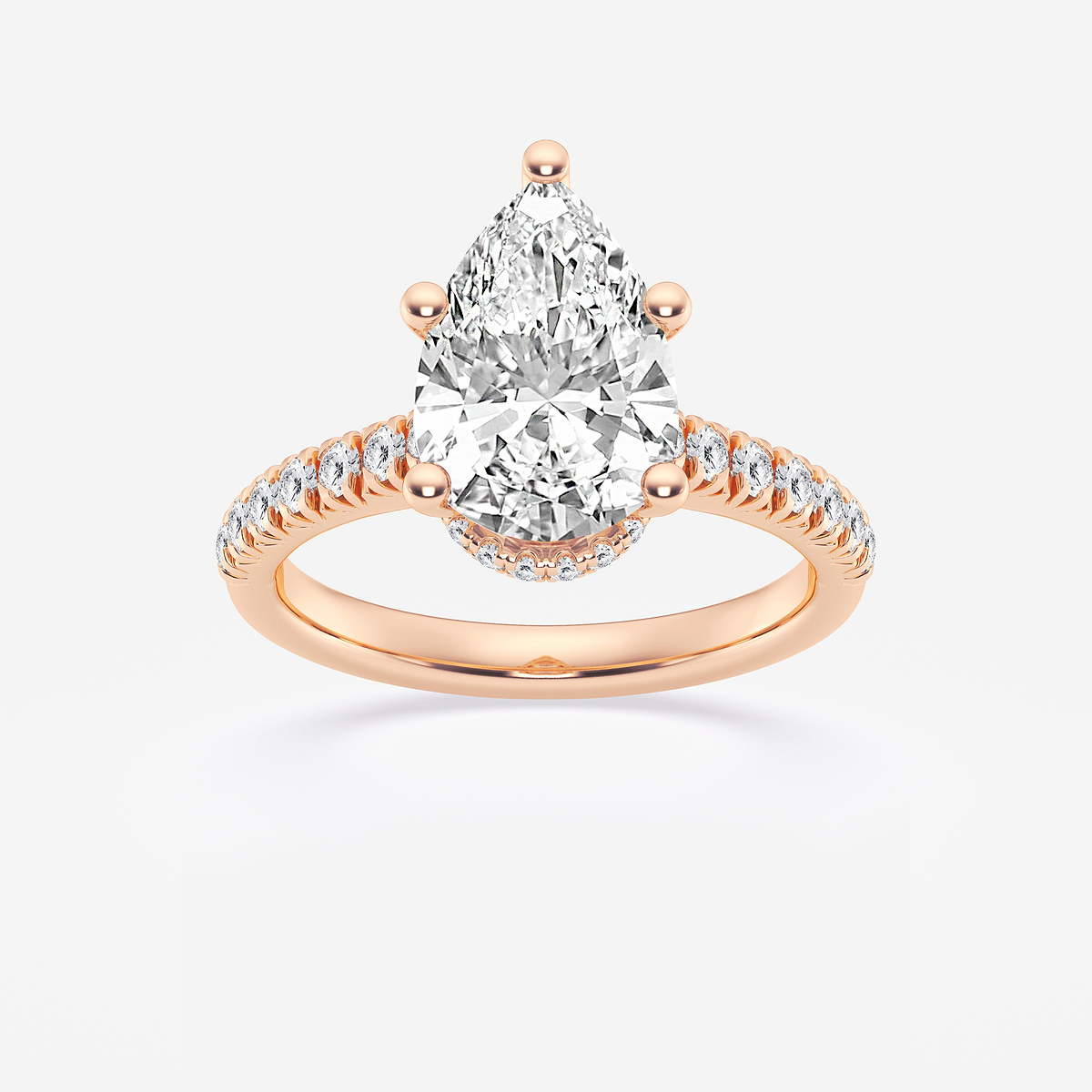 3 ctw Pear Lab Grown Diamond  Hidden Halo Engagement Ring
