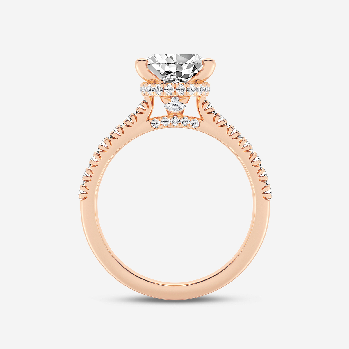 Additional Image 1 for  3 ctw Pear Lab Grown Diamond  Hidden Halo Engagement Ring