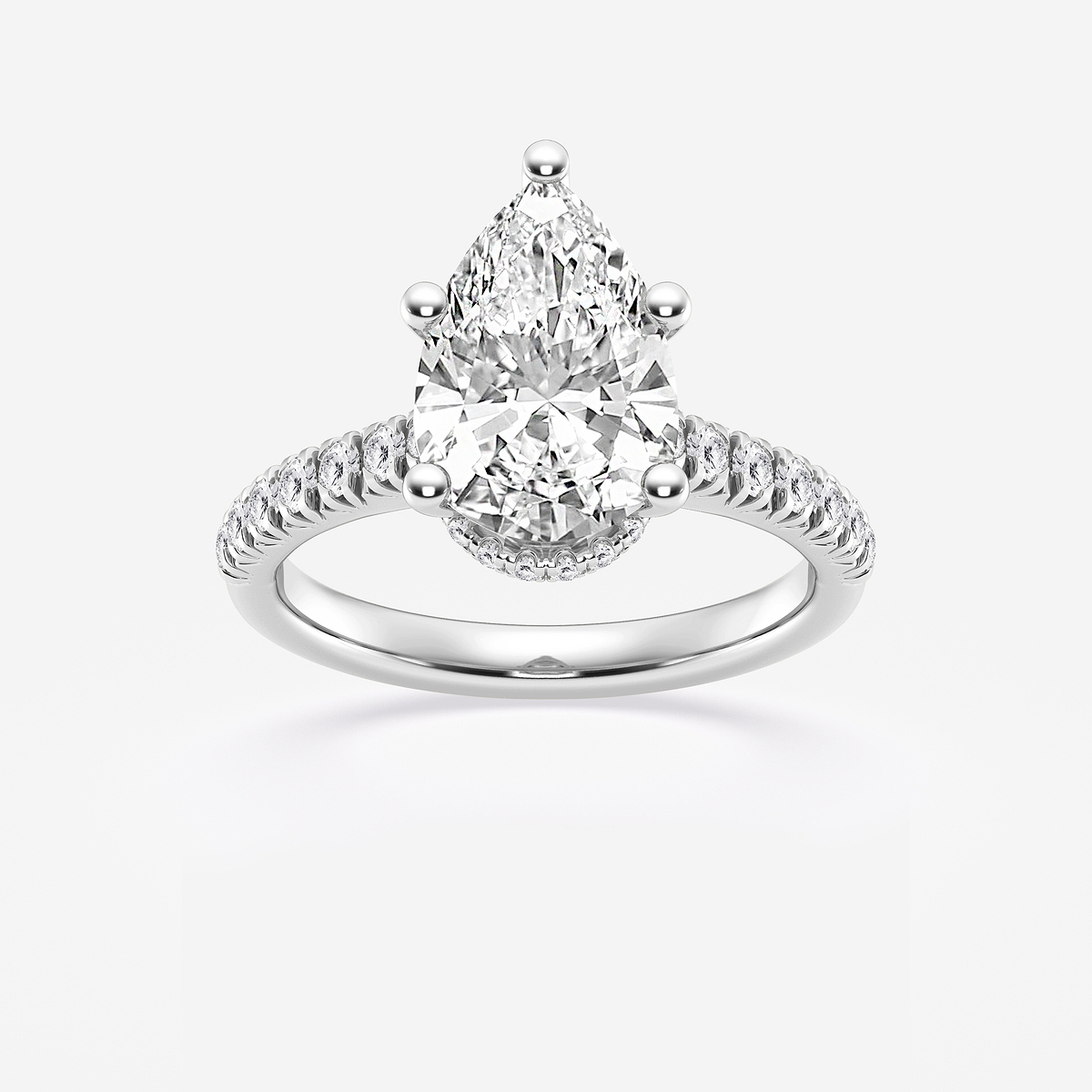 3 ctw Pear Lab Grown Diamond  Hidden Halo Engagement Ring