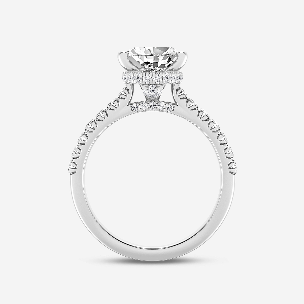 Additional Image 1 for  3 ctw Pear Lab Grown Diamond  Hidden Halo Engagement Ring