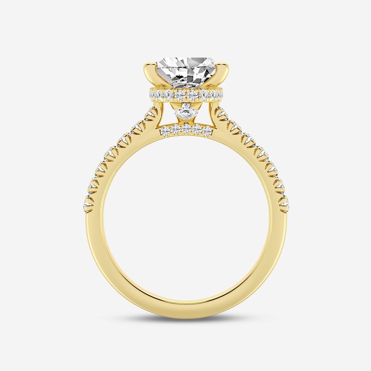 Additional Image 1 for  3 ctw Pear Lab Grown Diamond  Hidden Halo Engagement Ring