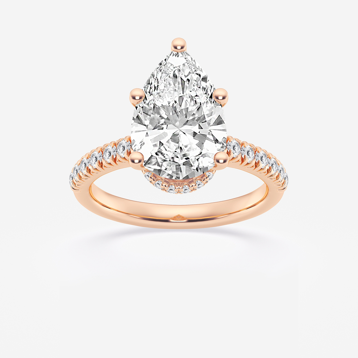 3 1/2 ctw Pear Lab Grown Diamond  Hidden Halo Engagement Ring