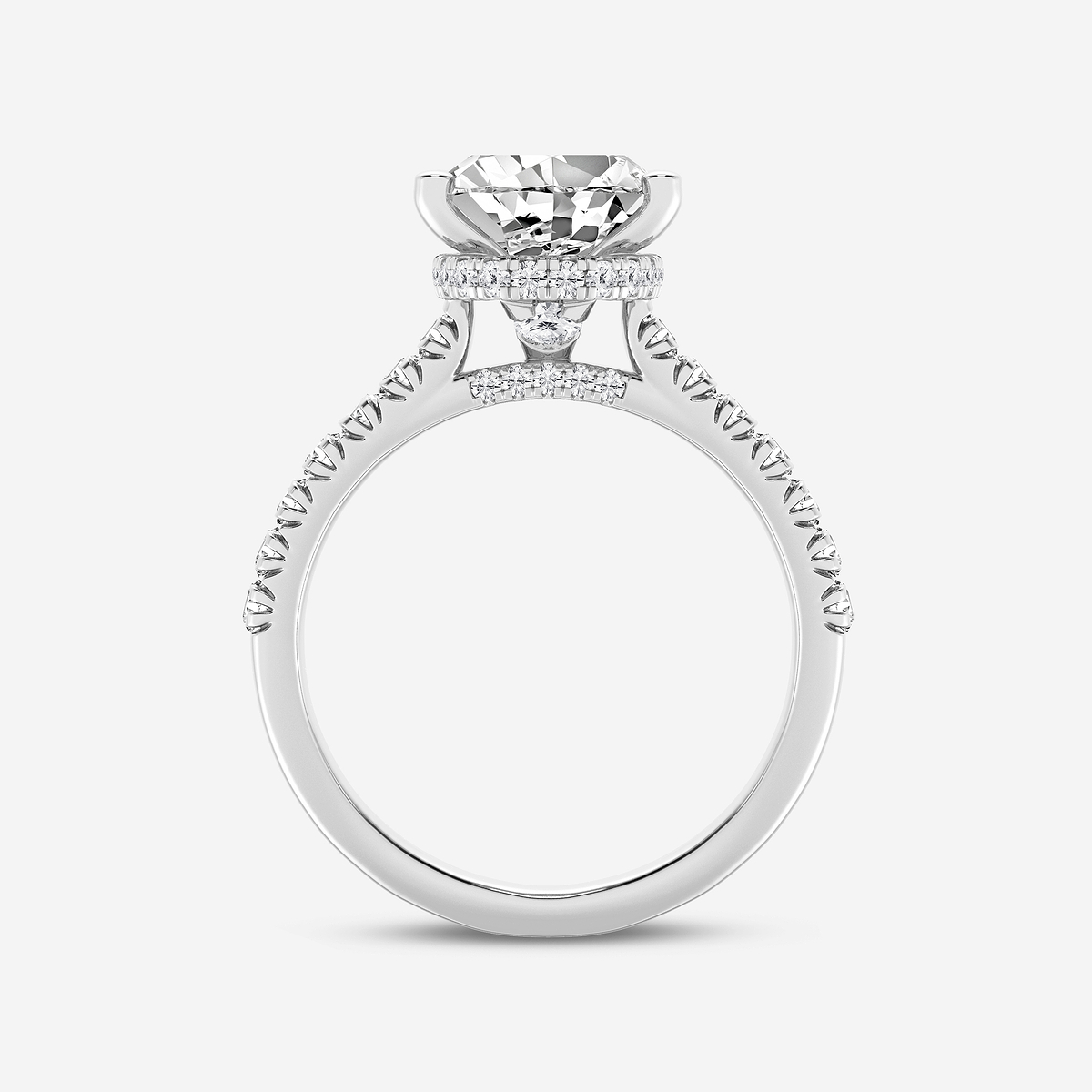 Additional Image 1 for  8 2/3 ctw Pear Lab Grown Diamond Hidden Halo Engagement Ring
