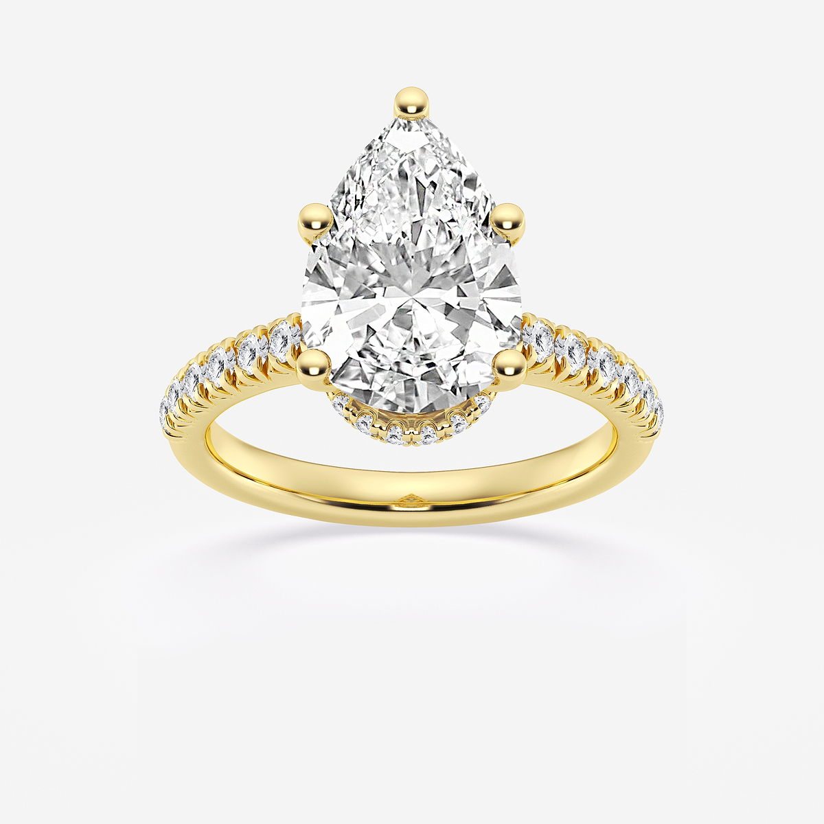 3 1/2 ctw Pear Lab Grown Diamond  Hidden Halo Engagement Ring
