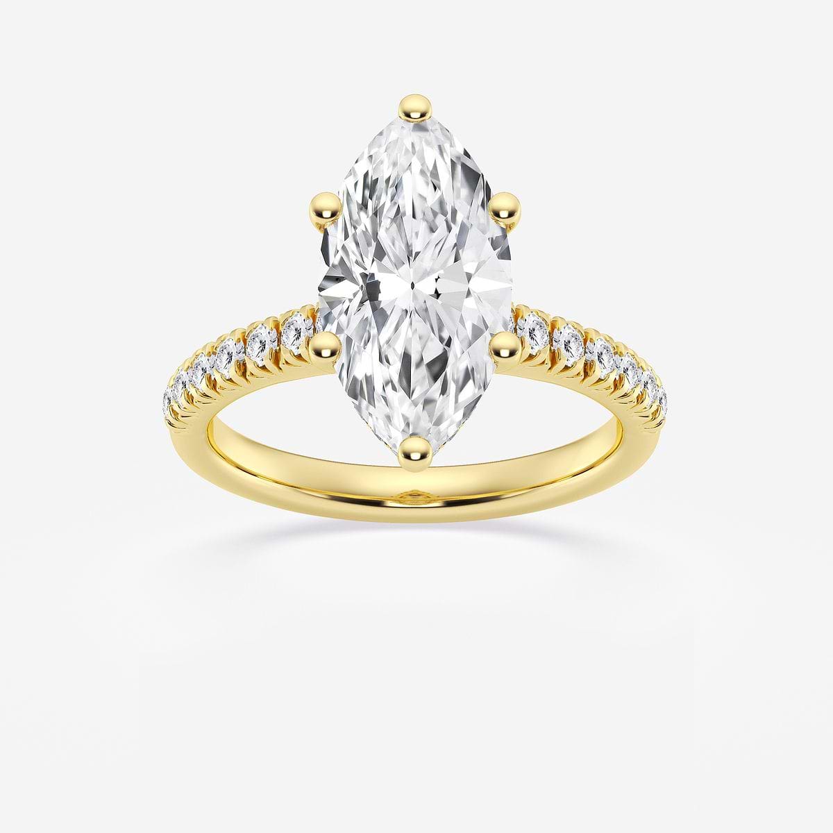 3 ctw Marquise Lab Grown Diamond  Hidden Halo Engagement Ring 14K Yellow Gold, F, VS2