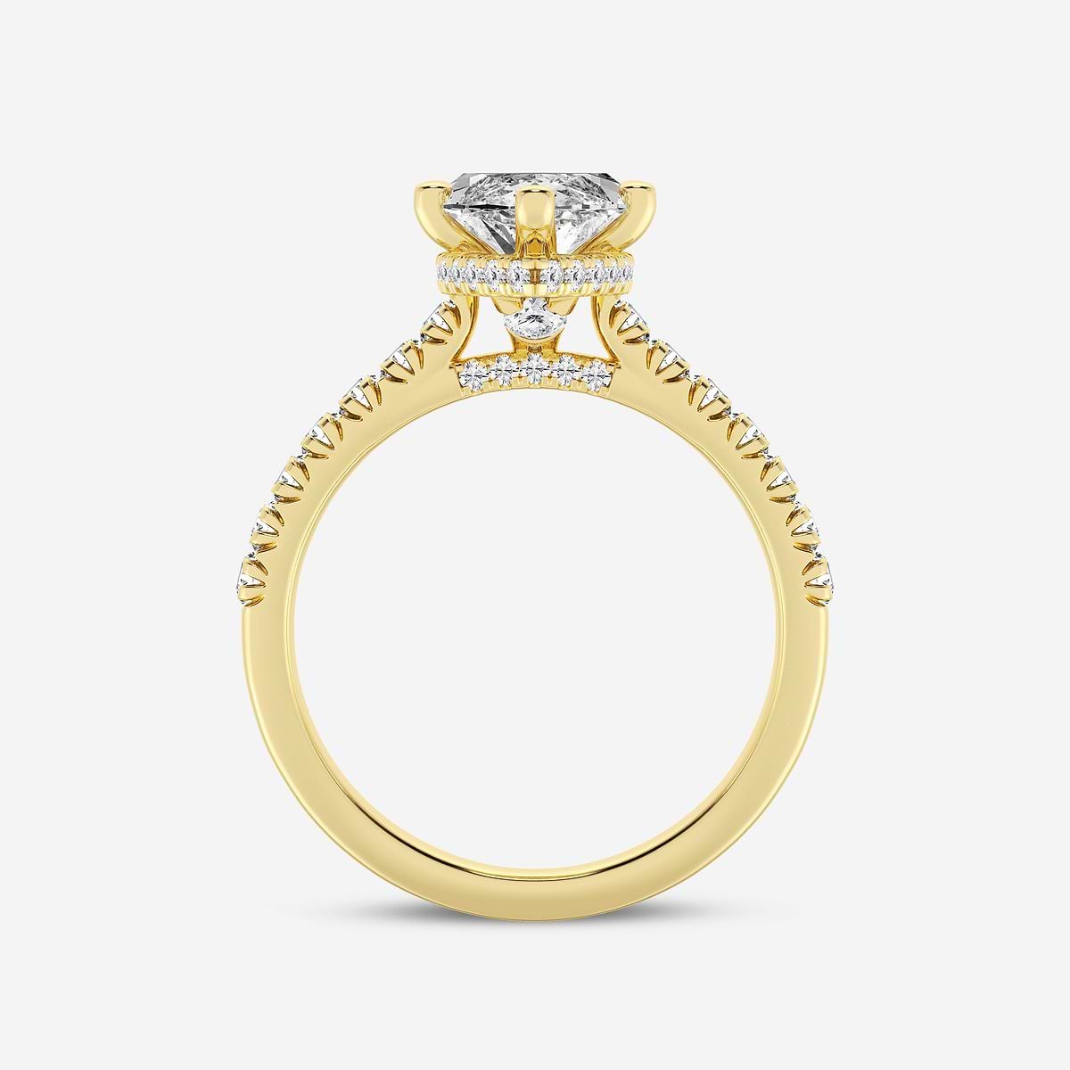 3 ctw Marquise Lab Grown Diamond  Hidden Halo Engagement Ring 14K Yellow Gold, F, VS2