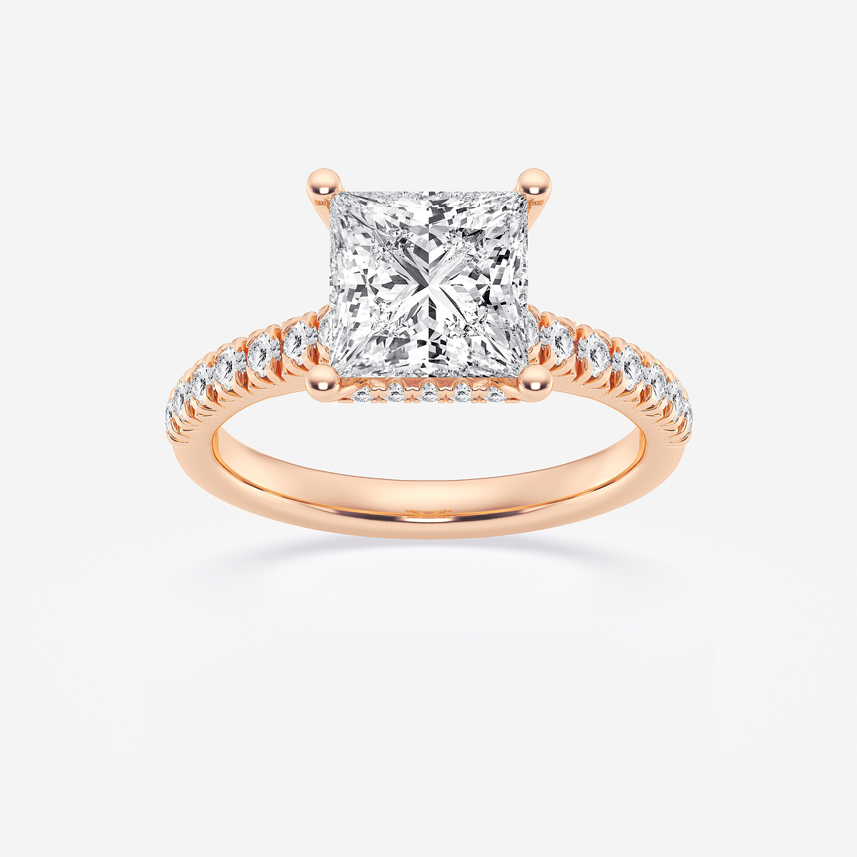3 ctw Princess Lab Grown Diamond  Hidden Halo Engagement Ring