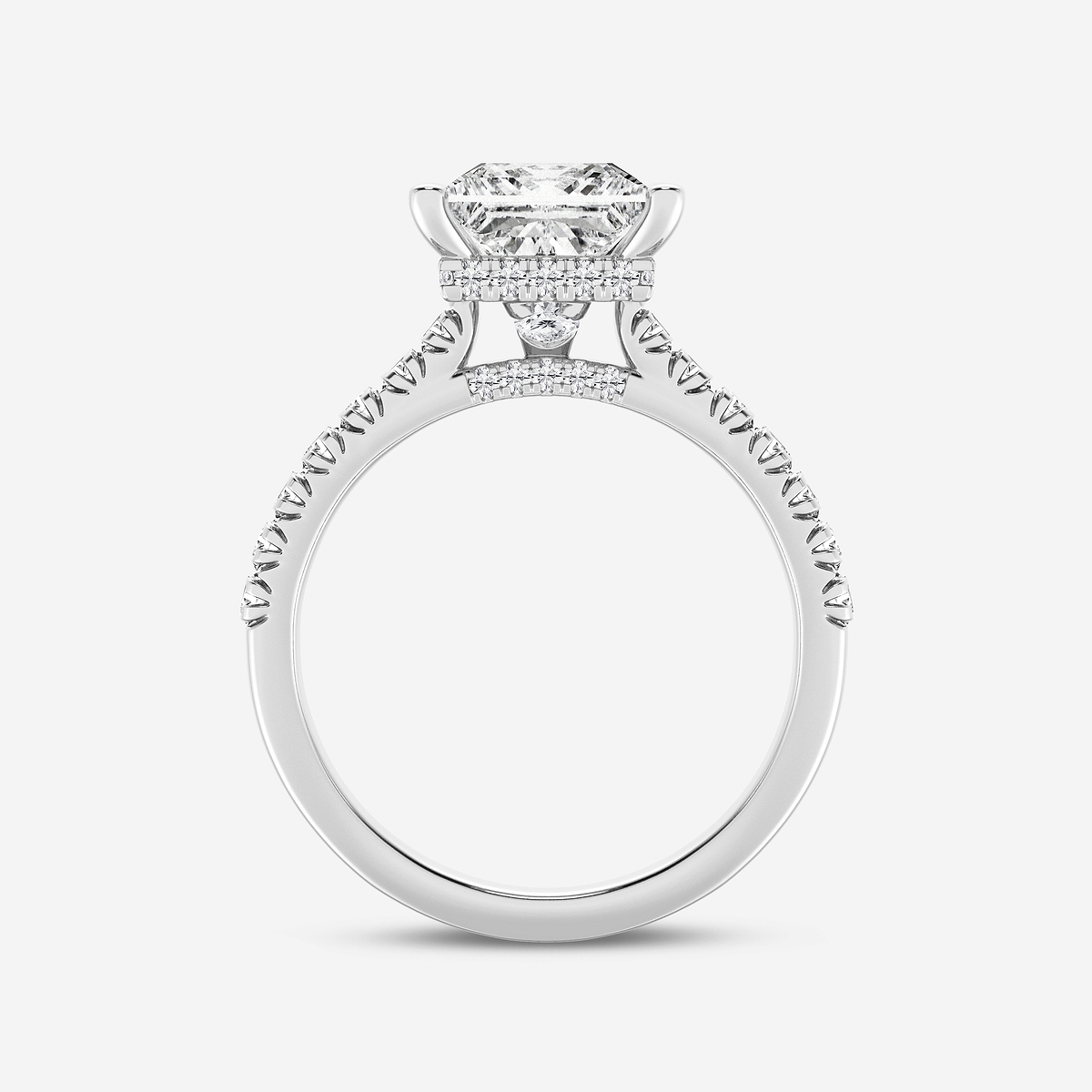 Additional Image 1 for  3 ctw Princess Lab Grown Diamond  Hidden Halo Engagement Ring