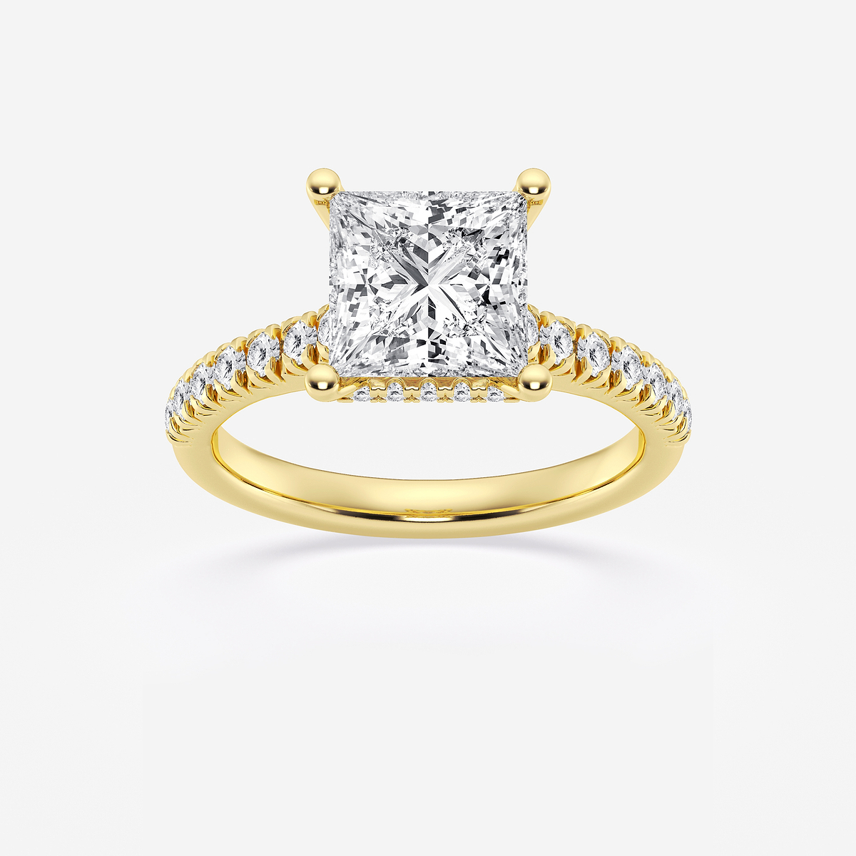 3 ctw Princess Lab Grown Diamond  Hidden Halo Engagement Ring