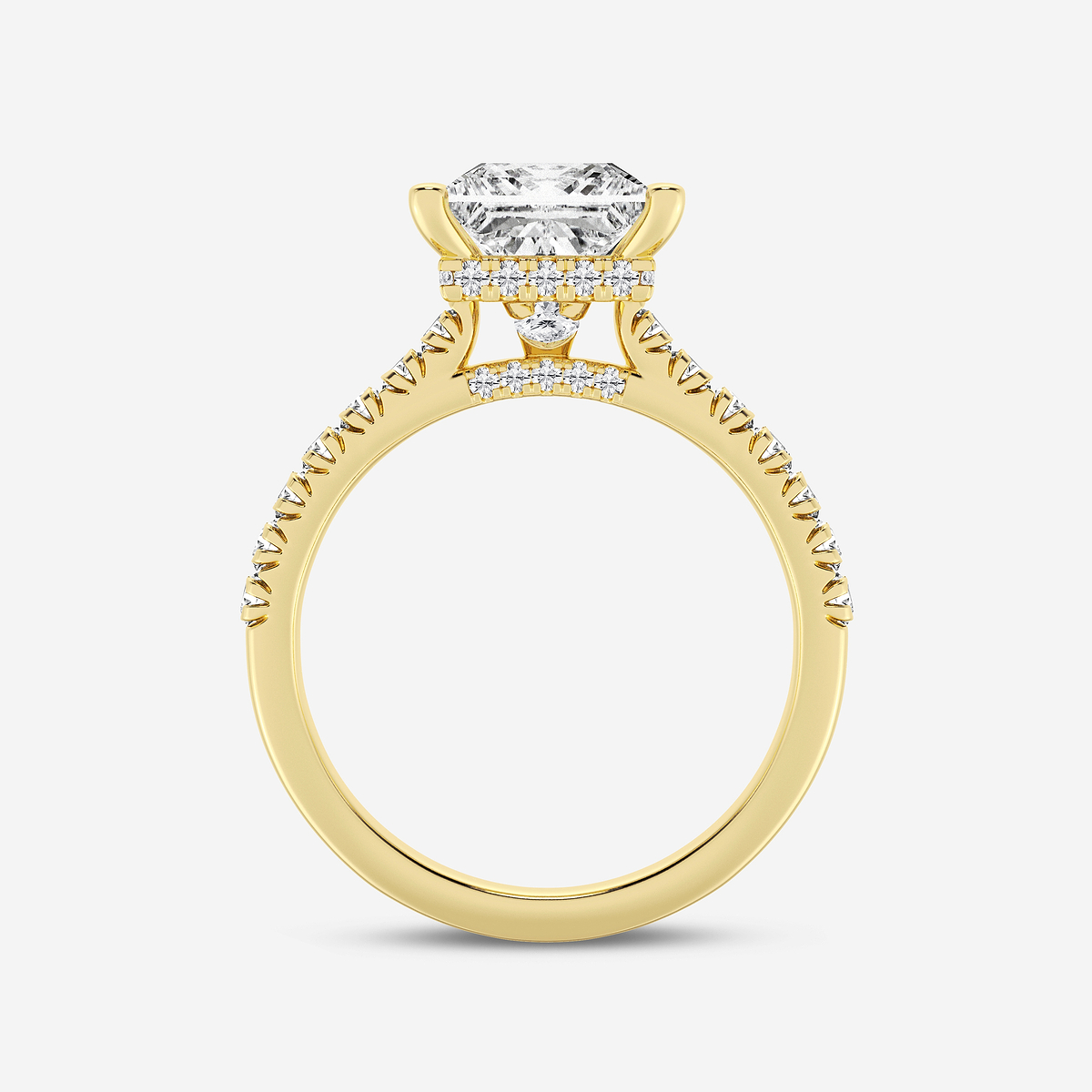 Additional Image 1 for  3 ctw Princess Lab Grown Diamond  Hidden Halo Engagement Ring
