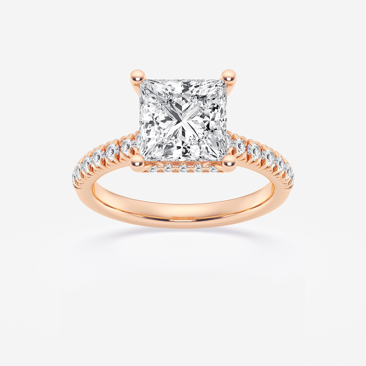 3 1/2 ctw Princess Lab Grown Diamond  Hidden Halo Engagement Ring