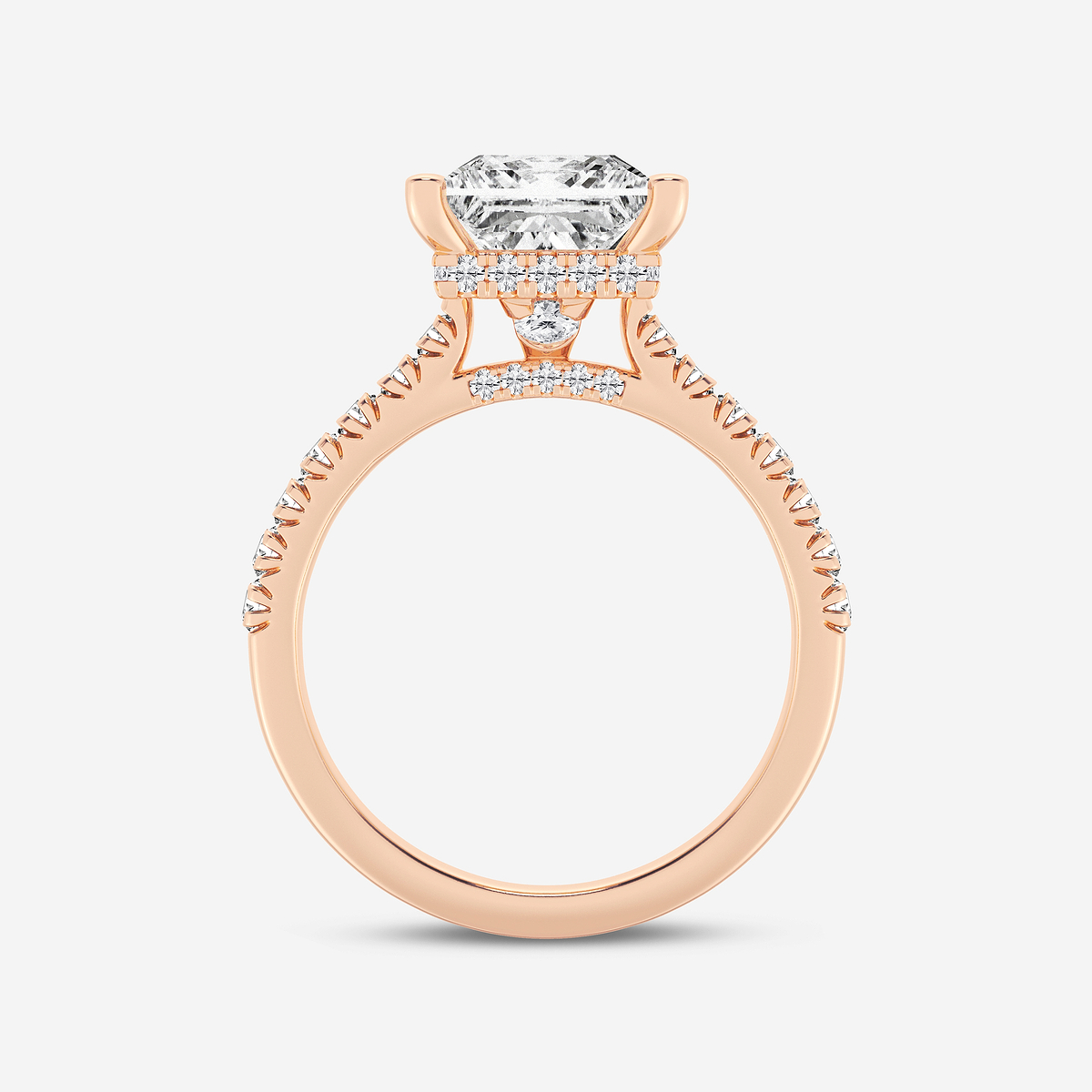 Additional Image 1 for  3 1/2 ctw Princess Lab Grown Diamond  Hidden Halo Engagement Ring