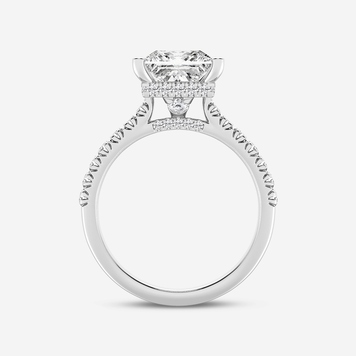 Additional Image 1 for  8 2/3 ctw Princess Lab Grown Diamond Hidden Halo Engagement Ring