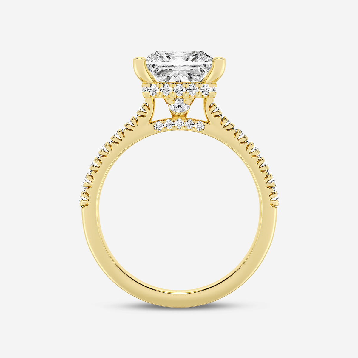Additional Image 1 for  3 1/2 ctw Princess Lab Grown Diamond  Hidden Halo Engagement Ring