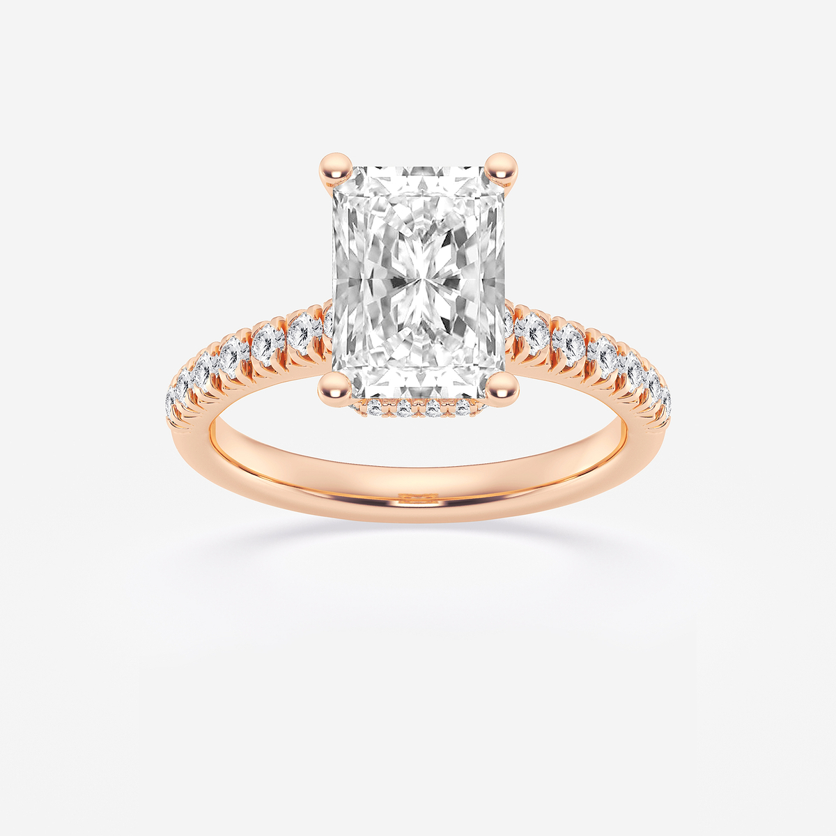 3 ctw Radiant Lab Grown Diamond  Hidden Halo Engagement Ring