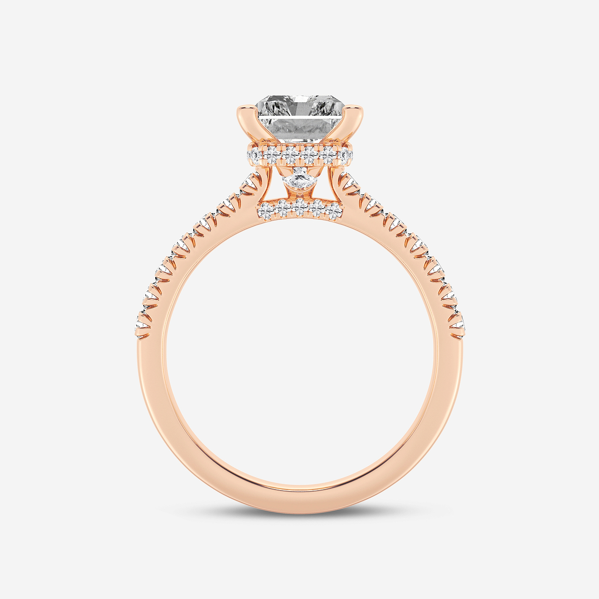 Additional Image 1 for  3 ctw Radiant Lab Grown Diamond  Hidden Halo Engagement Ring