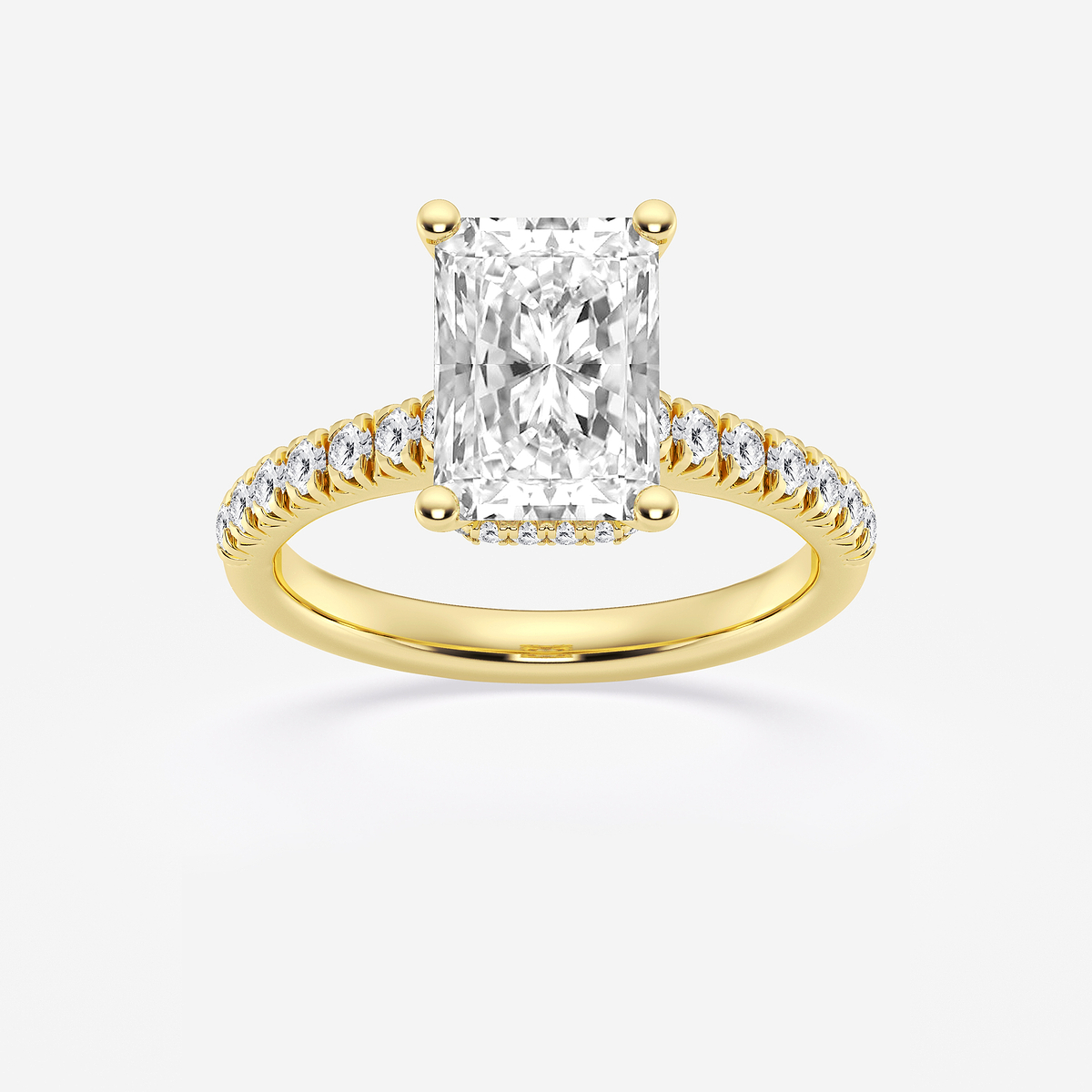 3 ctw Radiant Lab Grown Diamond  Hidden Halo Engagement Ring