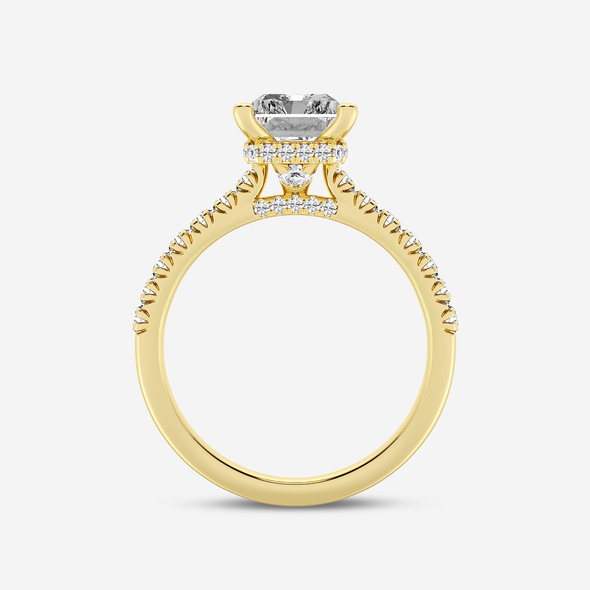 Additional Image 1 for  3 ctw Radiant Lab Grown Diamond  Hidden Halo Engagement Ring