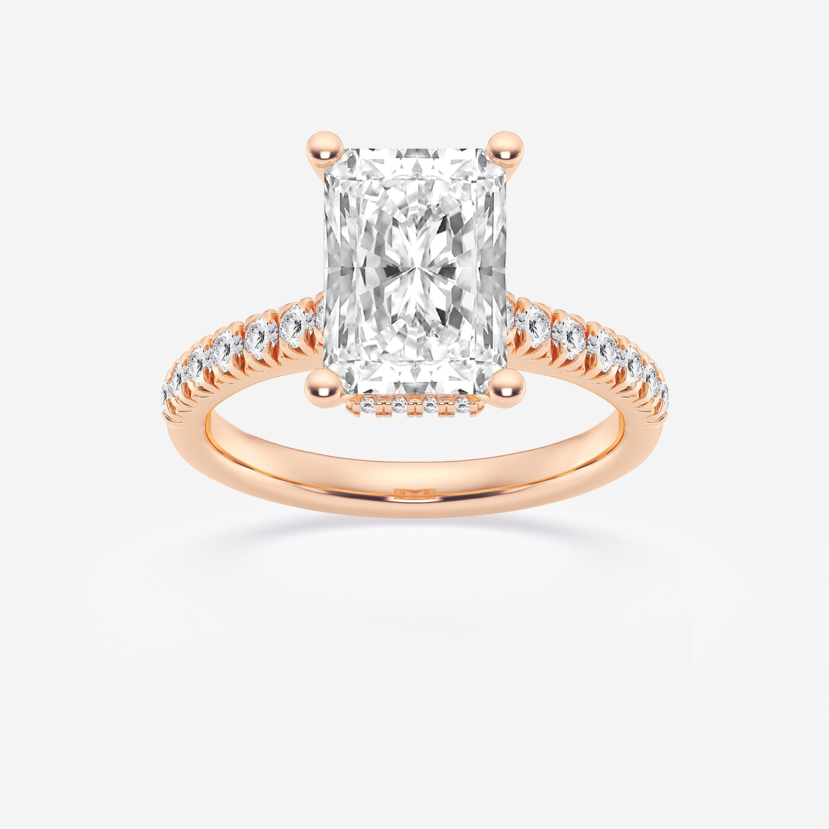 Shylin 2/3 ctw Radiant Lab Grown Diamond Hidden Halo Engagement Ring 14K  Rose Gold, D, VVS