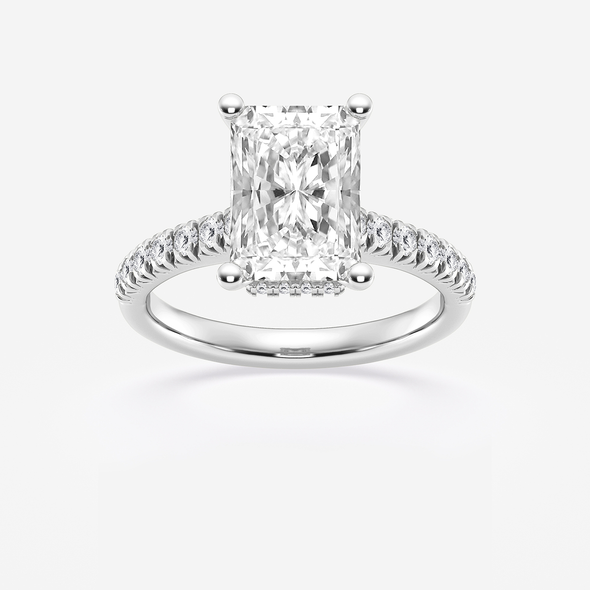 6 2/3 ctw Radiant Lab Grown Diamond Hidden Halo Engagement Ring