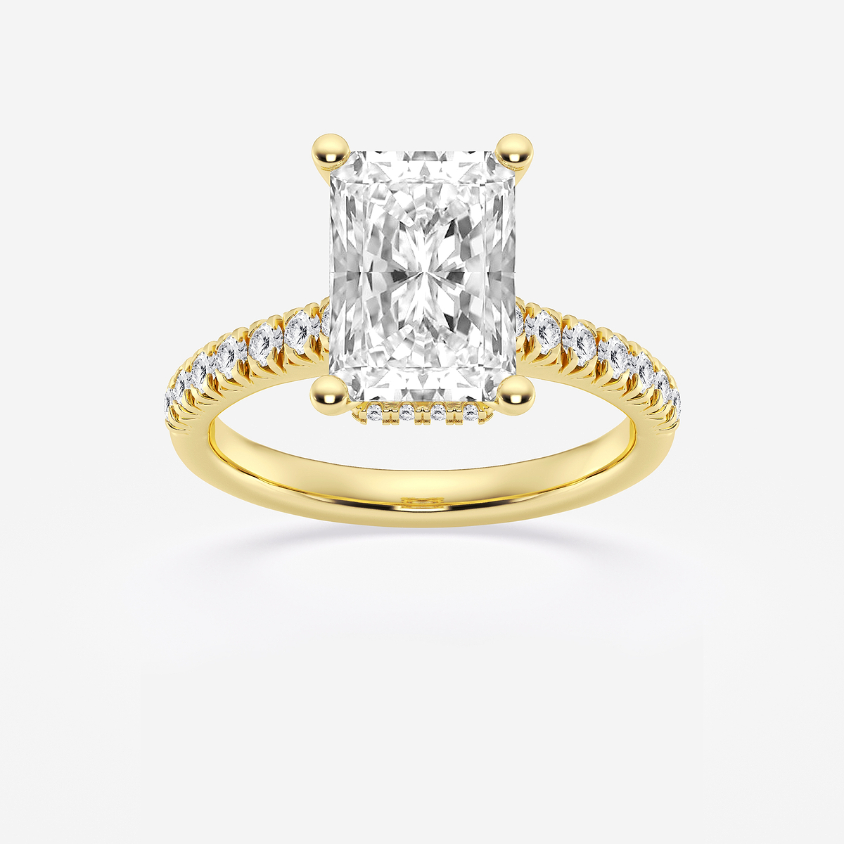 3 1/2 ctw Radiant Lab Grown Diamond  Hidden Halo Engagement Ring