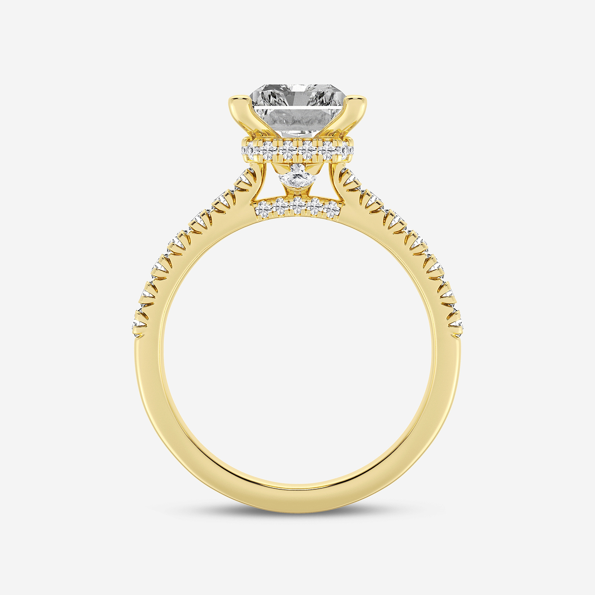 Additional Image 1 for  3 1/2 ctw Radiant Lab Grown Diamond  Hidden Halo Engagement Ring