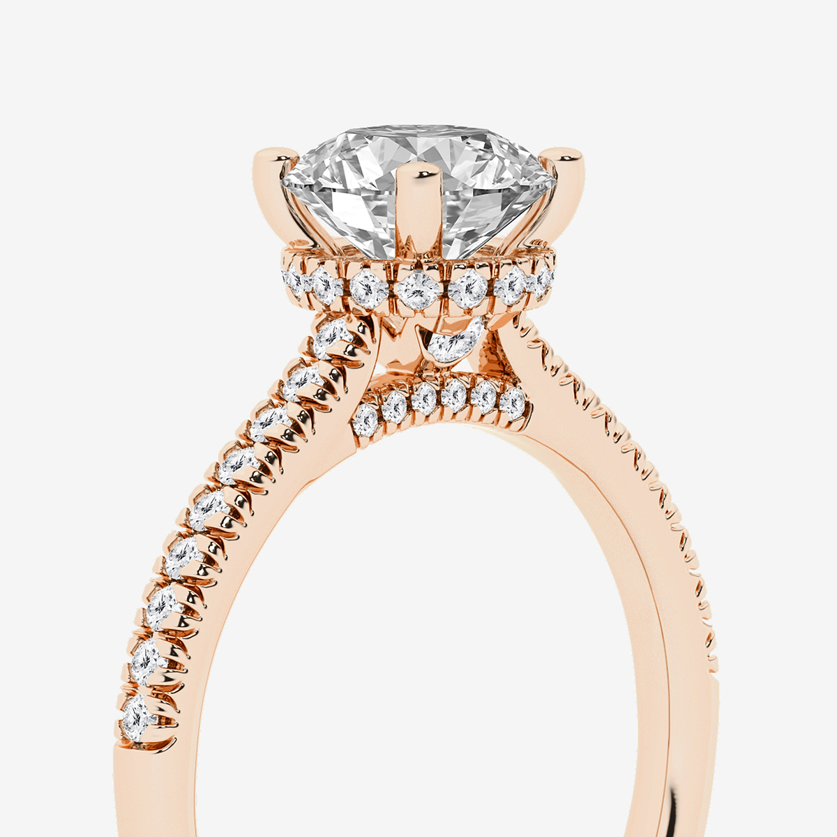 Additional Image 2 for  1 7/8 ctw Round Lab Grown Diamond Hidden Halo Engagement Ring
