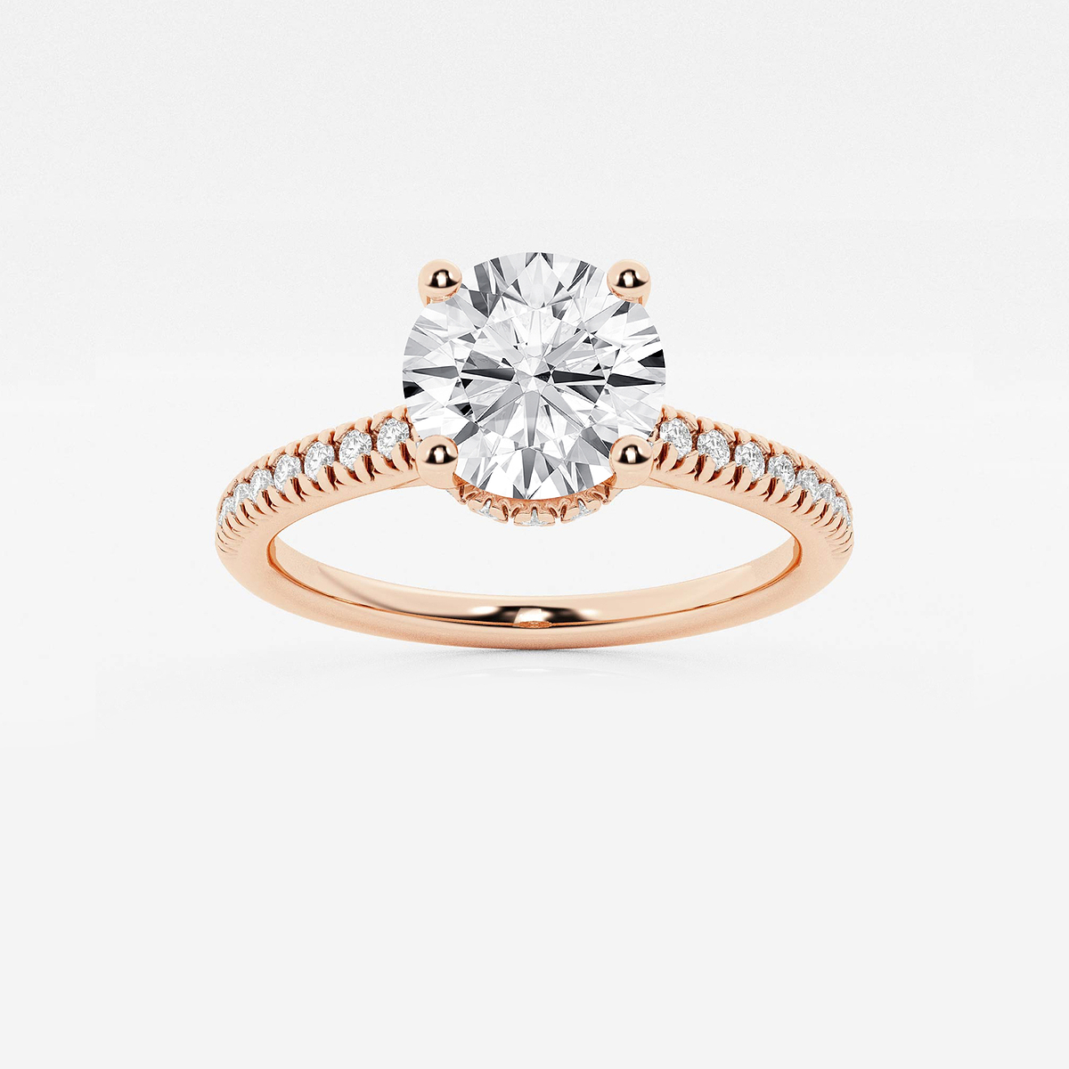 1 7/8 ctw Round Lab Grown Diamond Hidden Halo Engagement Ring