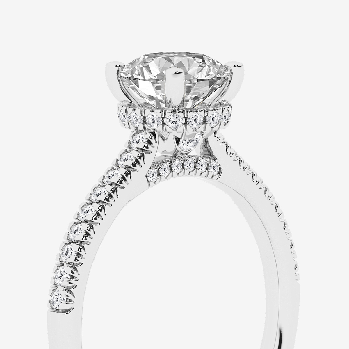 Additional Image 2 for  1 7/8 ctw Round Lab Grown Diamond Hidden Halo Engagement Ring