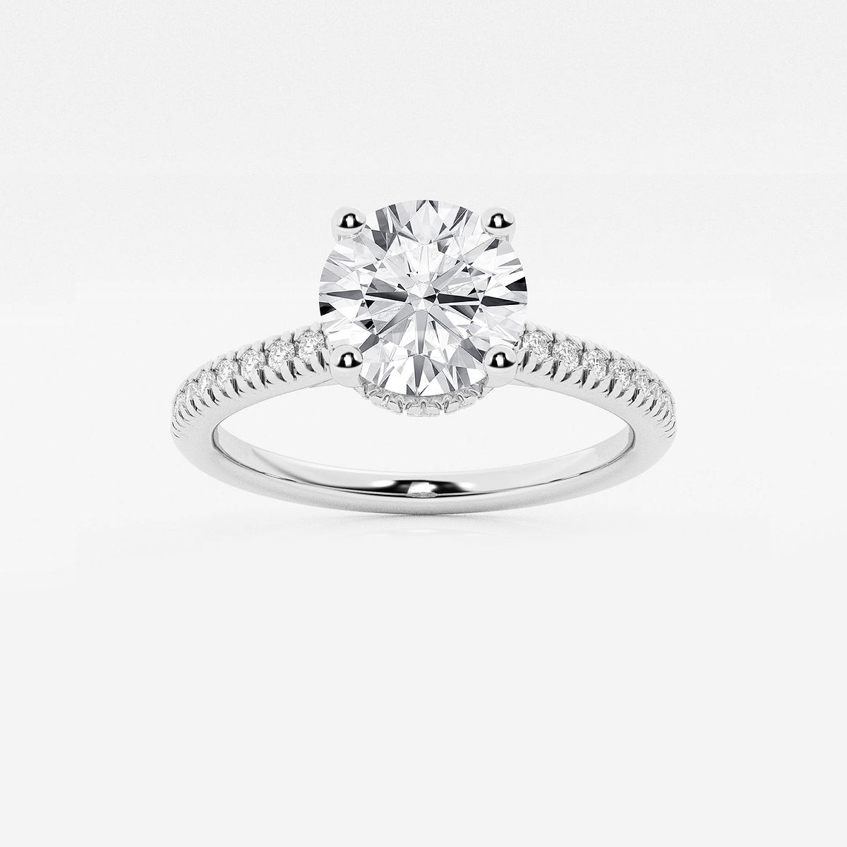 1 7/8 ctw Round Lab Grown Diamond Hidden Halo Engagement Ring