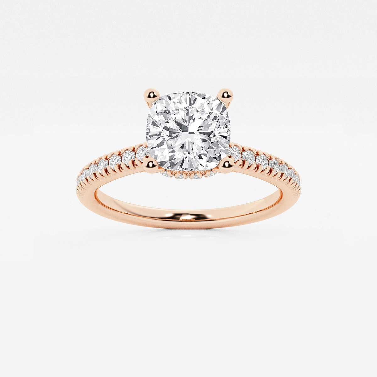 1 7/8 ctw Cushion Lab Grown Diamond Hidden Halo Engagement Ring