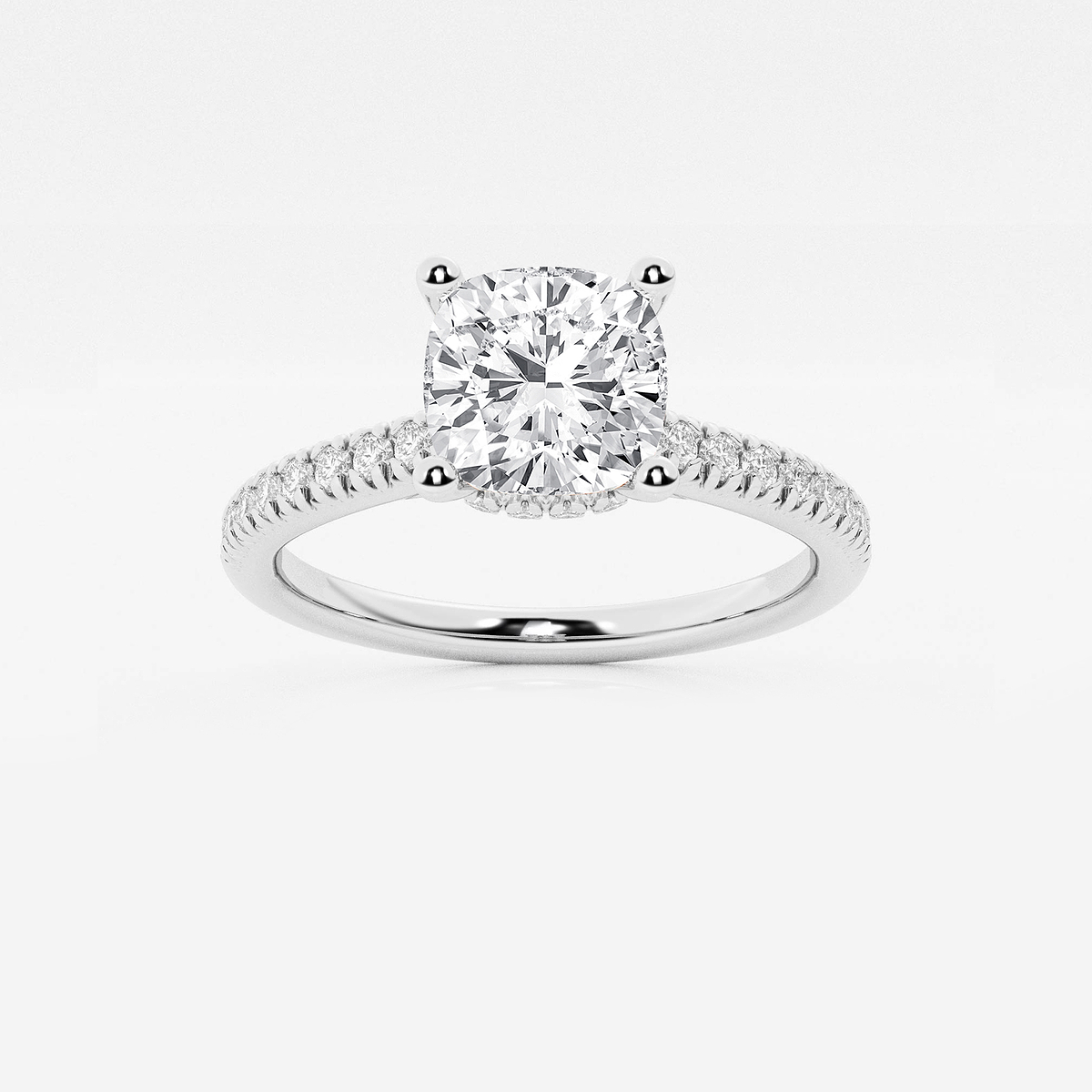 1 7/8 ctw Cushion Lab Grown Diamond Hidden Halo Engagement Ring