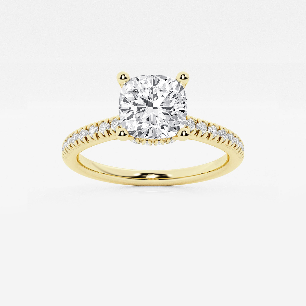 1 7/8 ctw Cushion Lab Grown Diamond Hidden Halo Engagement Ring