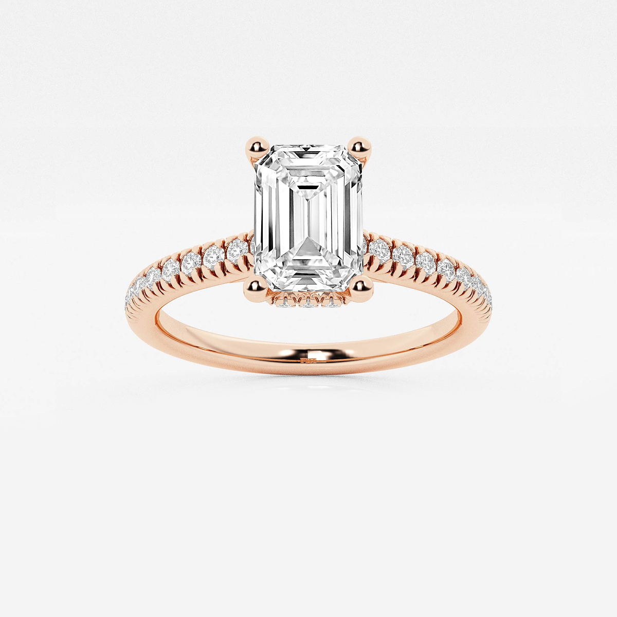1 7/8 ctw Emerald Lab Grown Diamond Hidden Halo Engagement Ring