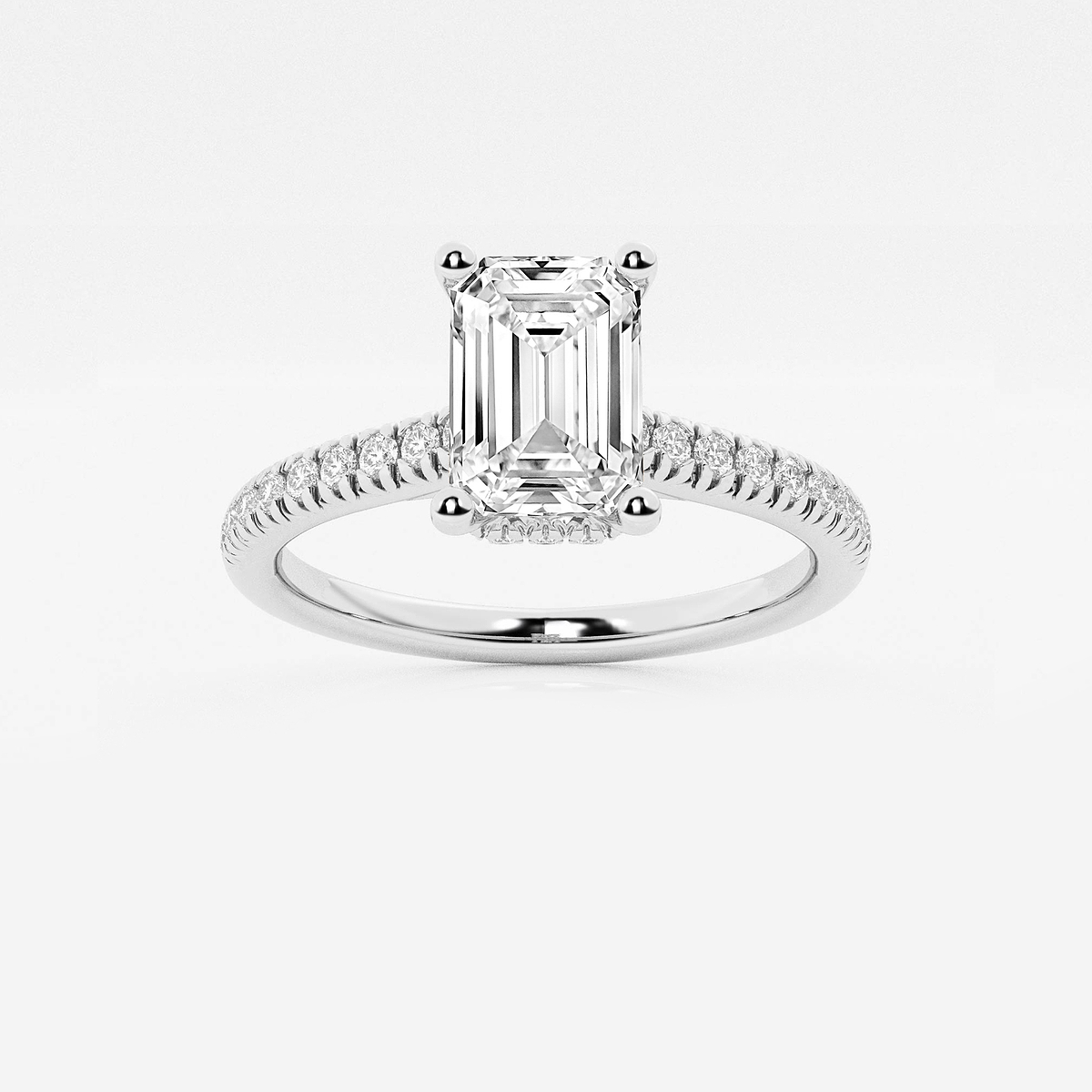 1 7/8 ctw Emerald Lab Grown Diamond Hidden Halo Engagement Ring