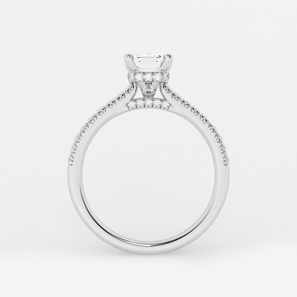 Additional Image 1 for  1 7/8 ctw Emerald Lab Grown Diamond Hidden Halo Engagement Ring