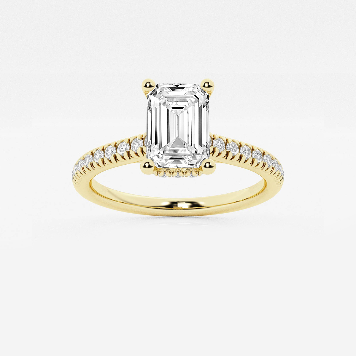 1 7/8 ctw Emerald Lab Grown Diamond Hidden Halo Engagement Ring