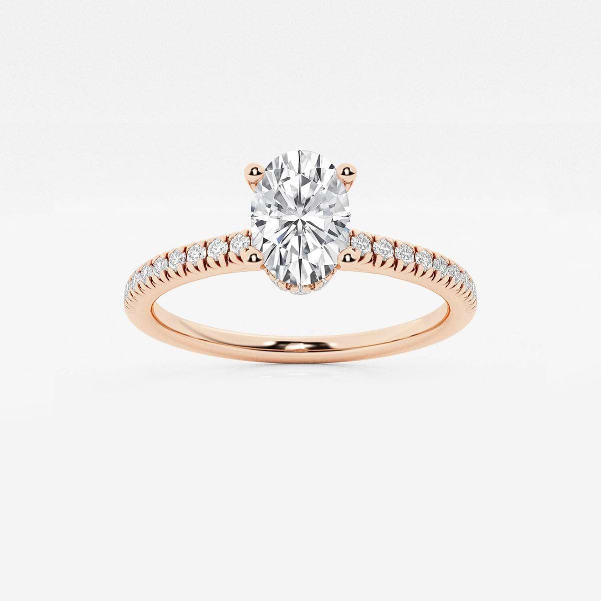 1 ctw Oval Lab Grown Diamond Hidden Halo Engagement Ring