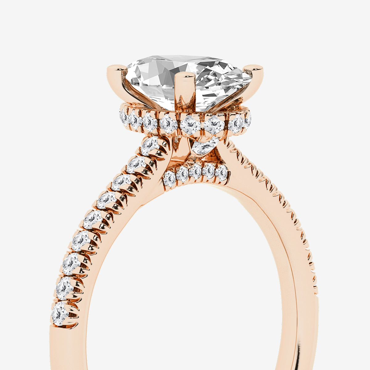Additional Image 2 for  1 7/8 ctw Oval Lab Grown Diamond Hidden Halo Engagement Ring