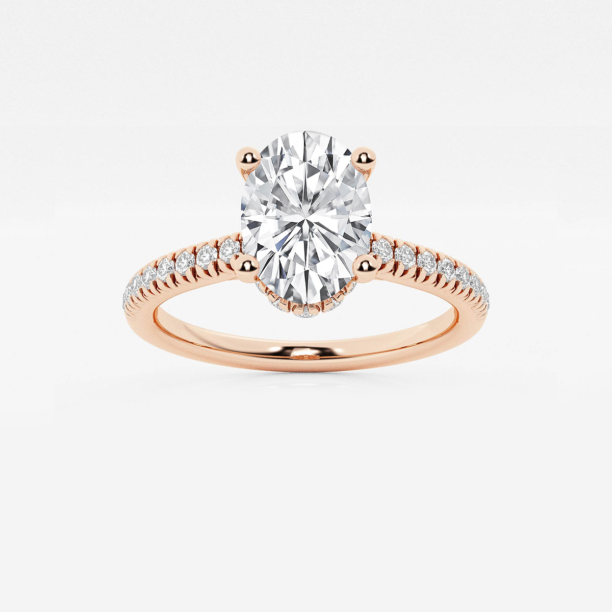 1 7/8 ctw Oval Lab Grown Diamond Hidden Halo Engagement Ring