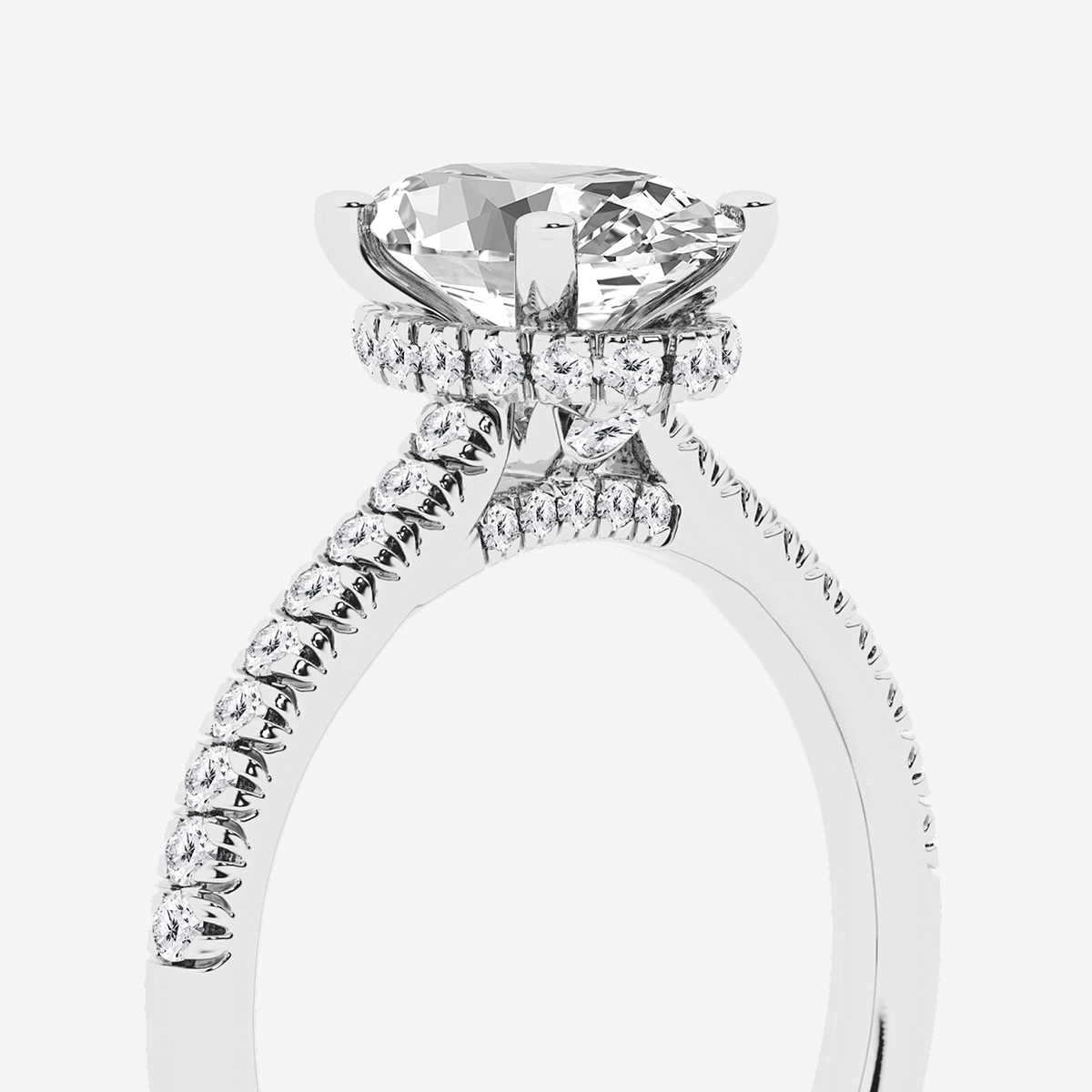 Additional Image 2 for  1 7/8 ctw Oval Lab Grown Diamond Hidden Halo Engagement Ring